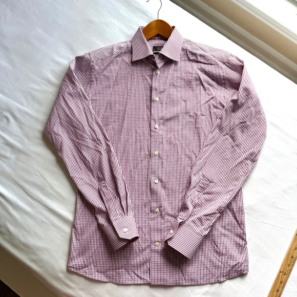 Eton Other - Eton Ganghester 1928 Slim Fit Dress Shirt Purple White Micro Check 15.75 40
